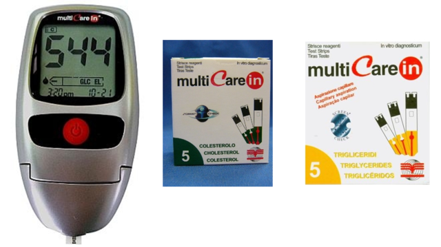 A nagyításhoz kattintson a képre! Multicare IN Vércukor, -koleszterin, -trigliceridmérő Csomag 5-5 Tesztcsíkokkal