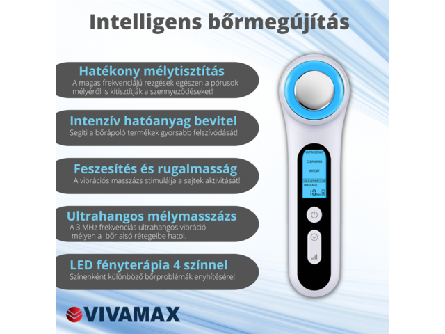 SkinMax Ultrahangos mélymasszázs készülék fényterápiával - GYVUM4