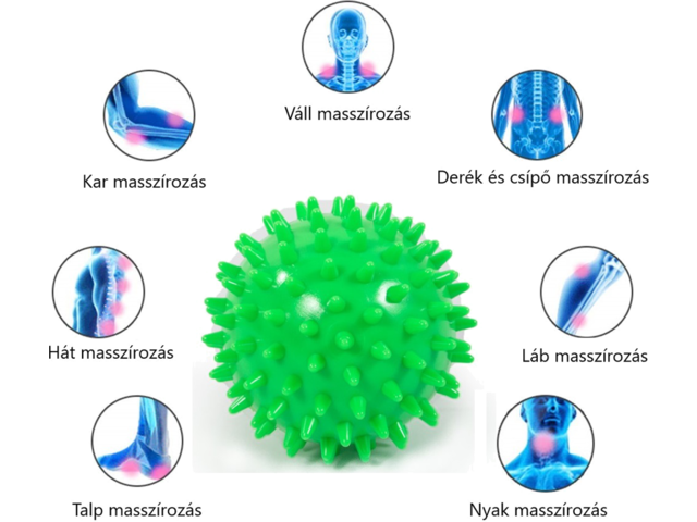 Vivamax Tüskés masszírozó labda 9 cm (zöld) - GYVTMLZ