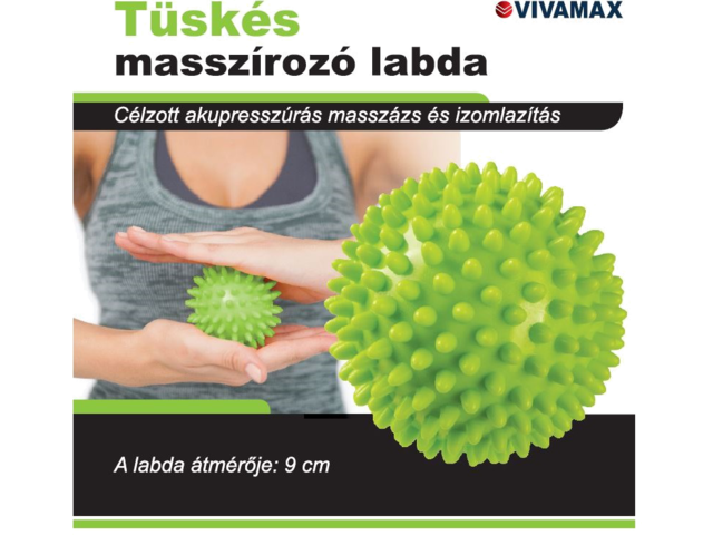 Vivamax Tüskés masszírozó labda 9 cm (zöld) - GYVTMLZ